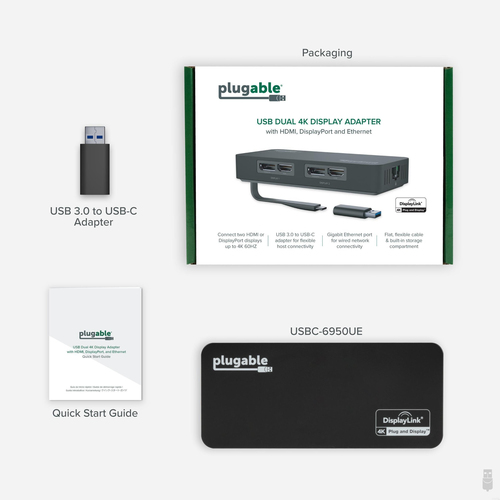 Plugable Technologies 4K DisplayPort and HDMI Dual Monitor Adapter for USB 3.0 and USB-C, Compatible with Windows and ChromeOS – image 7