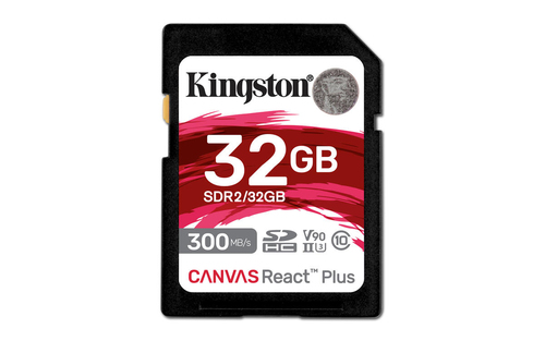 MEMORIA SD KINGSTON SDHC CANVAS REACT PLUS 300R UHS-II V90SDR2/32GB - SDR2/32GB