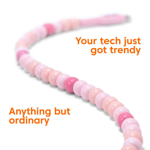 Club 3D USB-C Beaded Cable Pink, 2 meter kabel, afbeelding 3