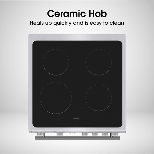 Hisense HDE3211BXUK 60cm Wide Double Oven Electric Cooker with Ceramic Hob - Stainless Steel - A Rated, Stainless Steel - image 3