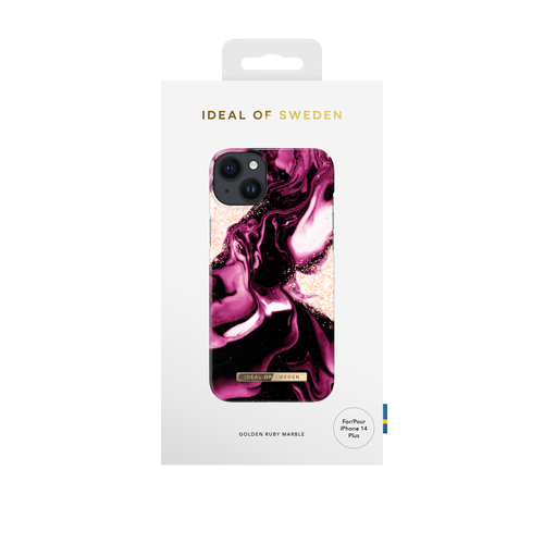 iDeal of Sweden Printed Case iPhone 14PL Golden Ruby Marble