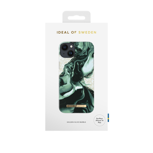 iDeal of Sweden Printed Case iPhone 14PL Golden Olive Marble – image 1