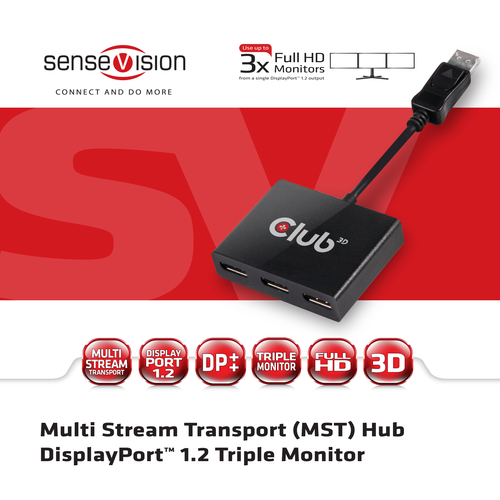 CLUB3D SenseVision MST Hub DisplayPort™ 1.2 Tripple Monitor – image 3