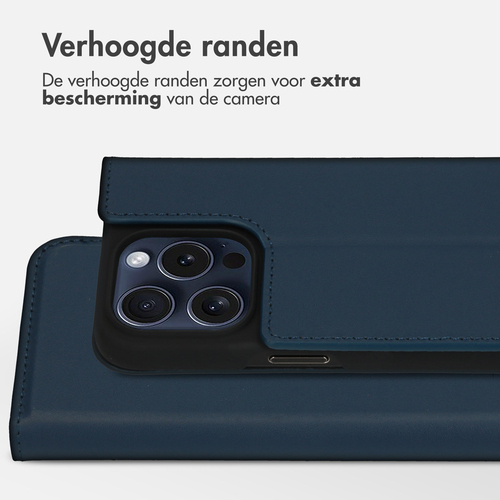 Accezz Premium Leather Slim Bookcase iPhone 15 Pro - Donkerblauw, afbeelding 3
