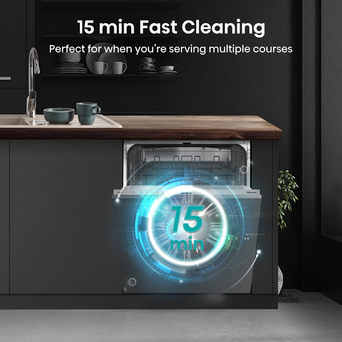 Hisense HV642E90UK Fully Integrated Full Size Dishwasher - Stainless Steel Control Panel with Fixed Door Hinge Kit - E Rated, Stainless Steel - image 4