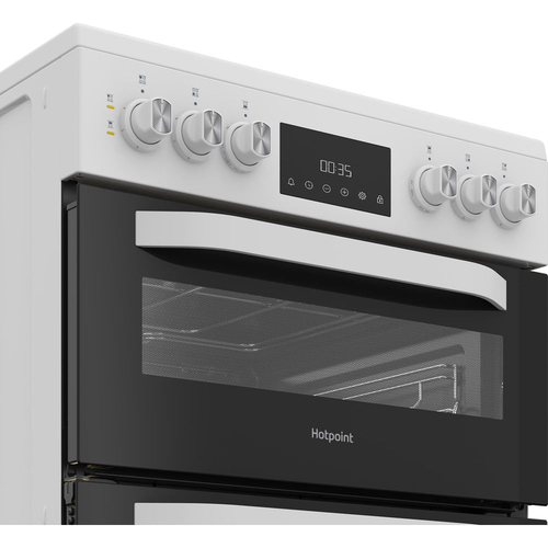 Hotpoint HDE6VDW 60cm Double Oven Electric Cooker in White Ceramic Hob - image 6