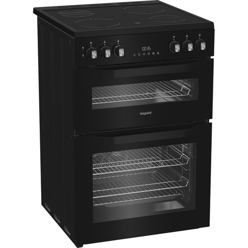 Hotpoint HDE6VDB1 60cm Double Oven Electric Cooker in Black Ceramic Ho - image 3
