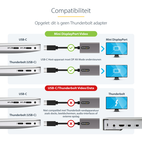 StarTech.com USB C naar Mini DisplayPort Adapter - 4K 60Hz USB-C naar mDP Adapter Dongle, afbeelding 6