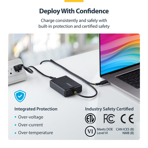 StarTech.com 100W USB-C Laptop Charger with 5ft (1.5m) Tethered USB-C Cable, Power Adapter Brick for Dell, HP ProBook, MacBook Pro, Microsoft Surface Pro – image 8