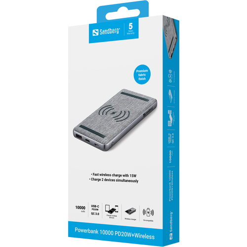Sandberg Powerbank 10000 PD20W+Wireless – image 3