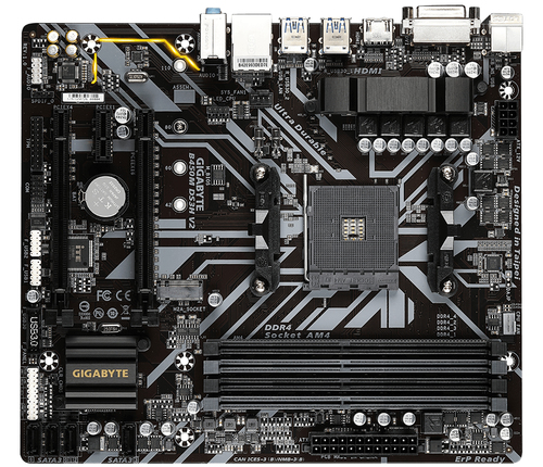 GIGABYTE GA-B450M-DS3H V2 (AM4) (D) AMD B450 Разъем AM4 Микро ATX