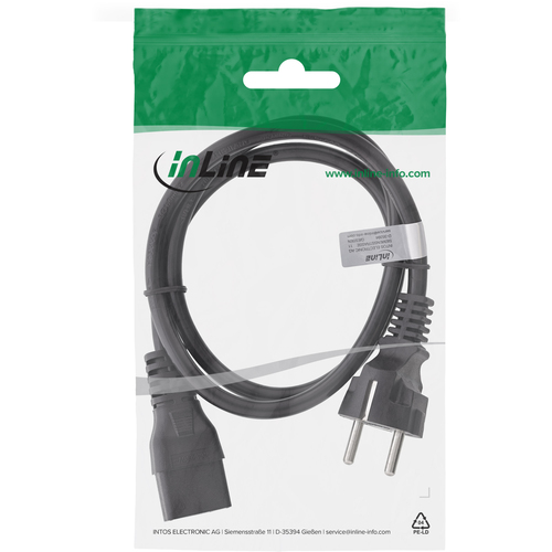 InLine 16658F electriciteitssnoer Zwart 2 m Netstekker type F IEC C19, afbeelding 2
