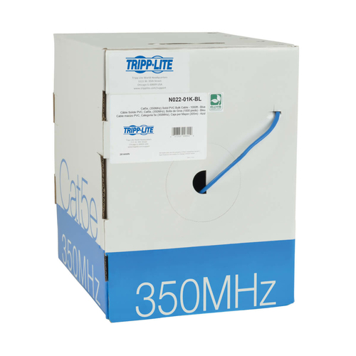 Tripp Lite N022-01K-BL Cable Ethernet A Granel De PVC UTP Con Núcleo Sólido Cat5e 350 MHz - Azul 304.8 M 1000 Pies TAA N022-01K-BL - N022-01K-BL