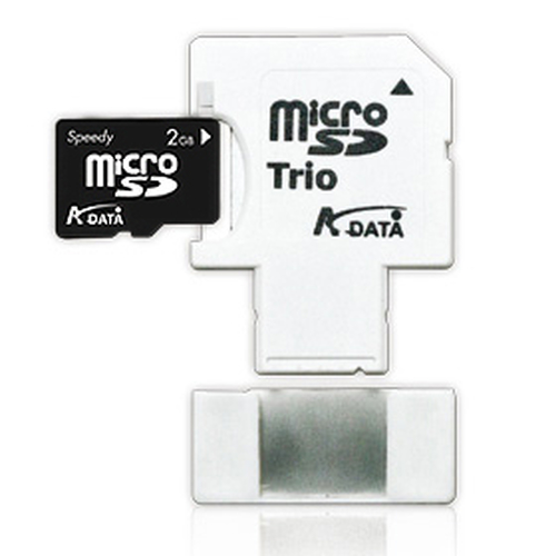 ADATA 2Gb, MicroSD (TransFlash) Trio card (MicroSD SD USB)