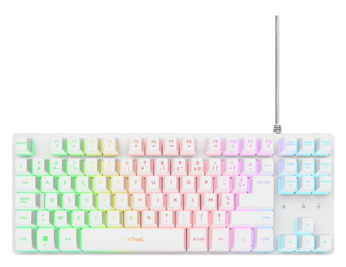 Trust GXT 833PS Thado TKL клавиатура Игровой USB AZERTY Французский Белый
