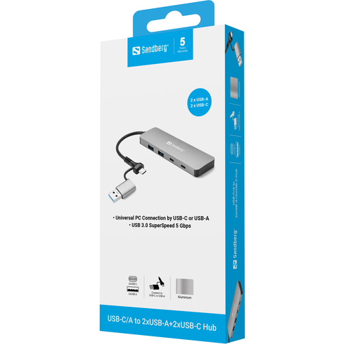 Sandberg USB-C/A to 2xUSB-A+2xUSB-C Hub – image 4