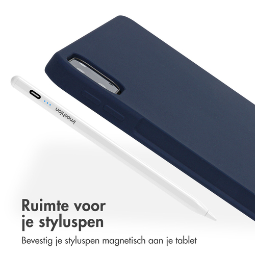 Accezz Liquid Silicone Backcover met penhouder iPad Pro 12.9 (2022) / Pro 12.9 (2021) / Pro 12.9 (2020) Tablethoesje Blauw, afbeelding 5