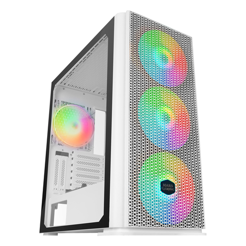 Mars Gaming MCPROW XL E-ATX Gaming PC Case Tempered Glass 4x RGB Fan White