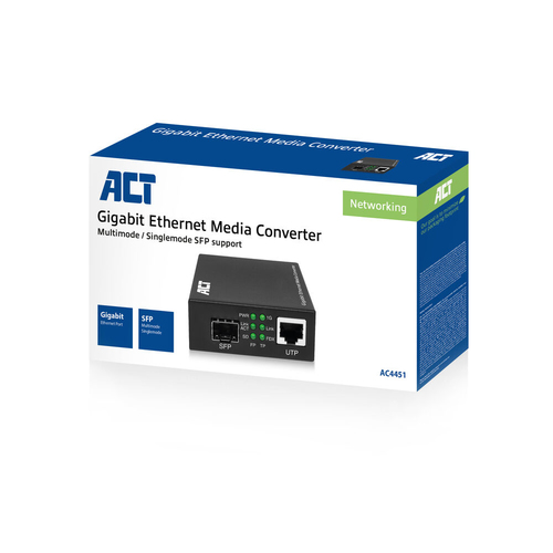ACT AC4451 netwerk media converter 1000 Mbit/s Multimode, Single-mode Zwart, afbeelding 5