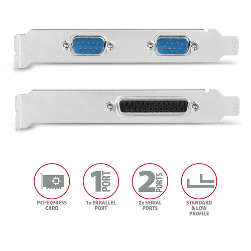 AXAGON 1 Parallel-Port DB25  2 RS-232 Serielle Ports DB9 PCI-Expresss Karte – Foto 4 von 7