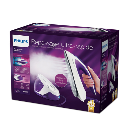 Philips GC8721/31 steam ironing station SteamGlide Plus soleplate Violet, White – image 2