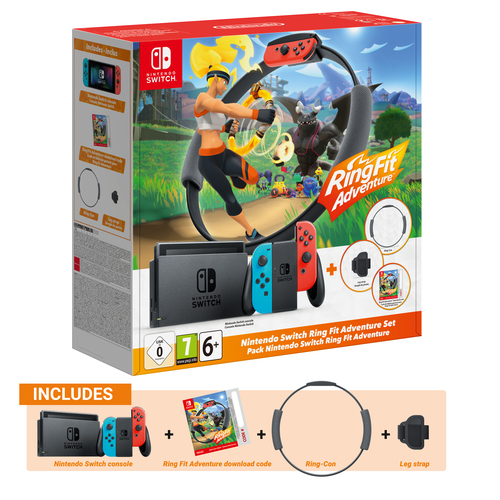 Nintendo Switch + Ring Fit Adventure Bundle портативная игровая приставка 15,8 cm (6.2") 32 GB Wi-Fi Черный, Красный