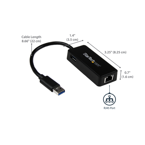 StarTech.com USB 3.0 Ethernet Adapter, USB 3.0 Network Adapter NIC with USB Port, USB to RJ45, USB Passthrough – image 9