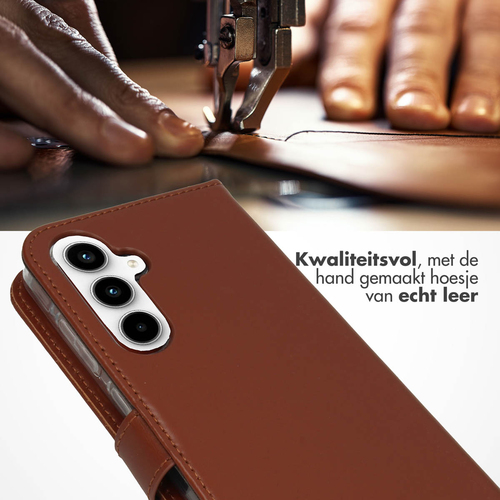 Selencia Echt Lederen Bookcase Samsung Galaxy A55 - Lichtbruin, afbeelding 2
