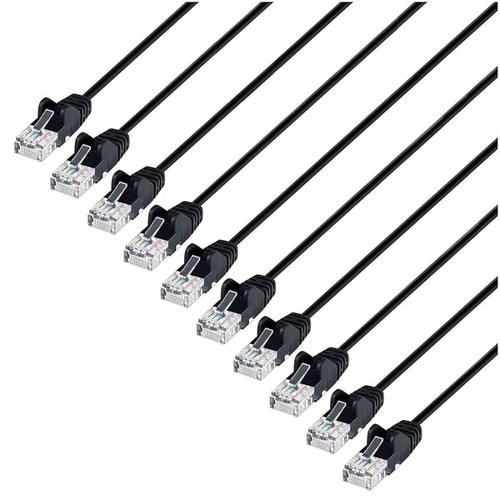 CAT6 U/UTP SLIM NETWORK PATCH CABLE, 14 FT., BLACK, 10-PACK