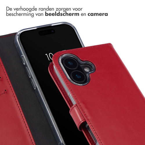 Selencia Echt Lederen Bookcase iPhone 16 Plus - Rood, afbeelding 4