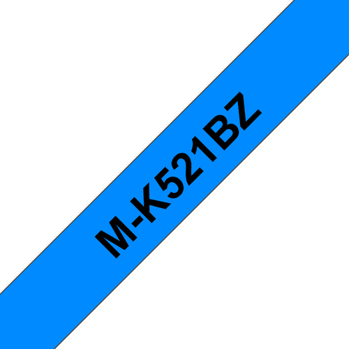 Original Brother P-Touch MK521BZ 9mm Plastic Tape - Black on Blue