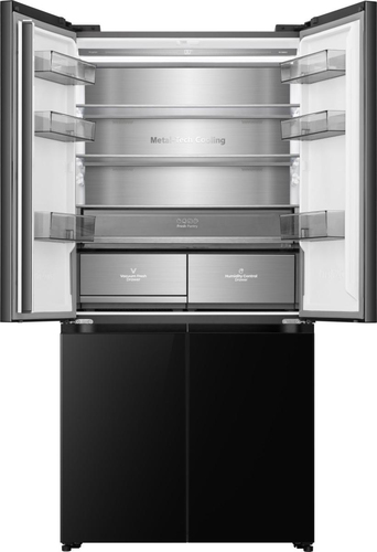 Hisense KitchenFit RQ768N4GBE Total No Frost American Fridge Freezer - Black Glass - E Rated, Black - image 8