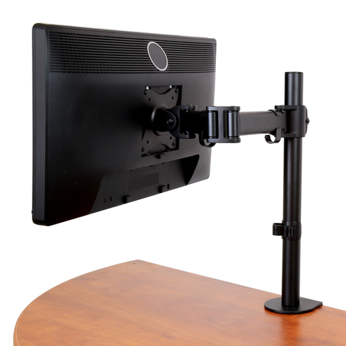 StarTech.com Desk Mount Monitor Arm for up to 34 VESA Compatible Displays, Articulating Pole Mount with Single Monitor Arm, Ergonomic Height Adjustable, Desk Clamp or Grommet, Black - Small Footprint Design (ARMPIVOTB) – billede 5