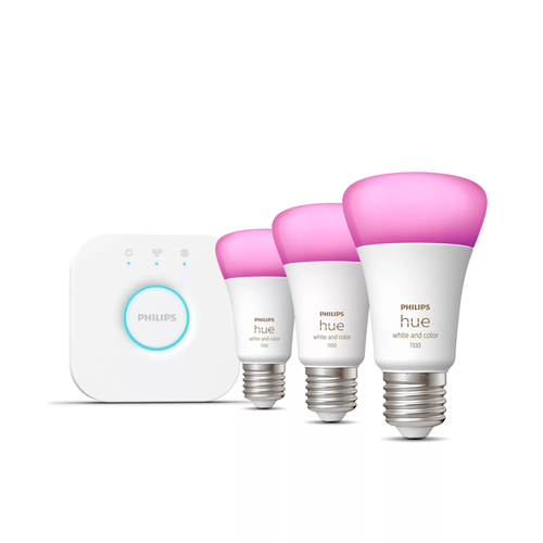 Philips Hue White and Color Startpakket E27 3-pack + Bridge