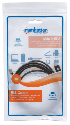 Manhattan Cable USB-C a USB-C, 2 m, USB 2.0, 480 Mbps, carga rápida de 3 A, Hi-Speed USB, negro, garantía de por vida, equivalente a USB2CC2M imagen 5