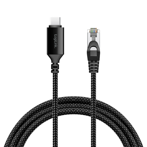 Logilink USB-C 3.2 Ethernet-Kabel C/M > RJ45/M 1 Gbit/s 2m, afbeelding 2