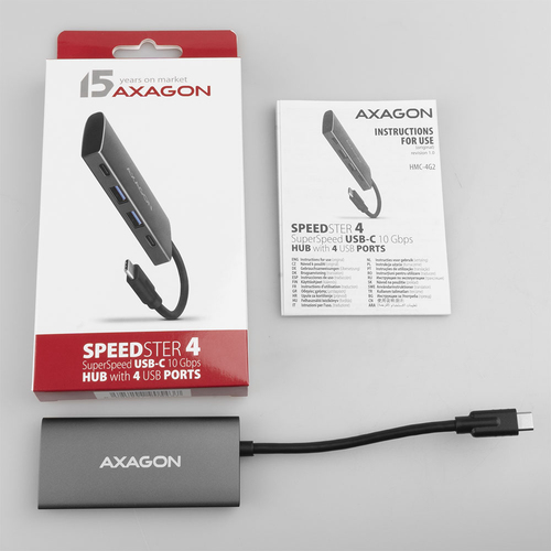 AXAGON Speedster 4 SuperSpeed USB-C 10 Gbps Hub mit 4 USB-Ports USB-Hubs - USB 32 - 4 - silber – Foto 3 von 10