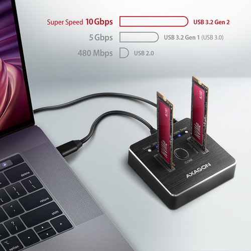 AXAGON CloneMaster USB-C 10 Gbps Dual NVMe M2 SSD Dockingstation – Foto 5 von 11