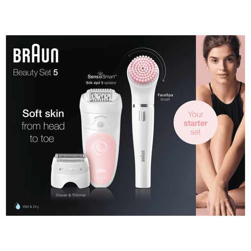 Braun Silk-épil 5 Wet&Dry Silk-épil Beauty Set 5 5-895 Starter 5-in-1 Cordless Wet & Dry Hair Removal - Epilator, Shaver, Cleansing & Exfoliation Kit for Face & – image 4