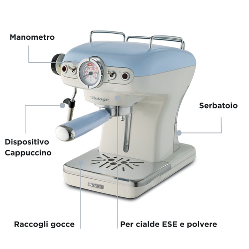 Ariete Espresso Coffee Machine with Milk Frother in Blue Blue - image 3