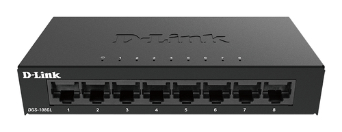 D-Link DGS-108GL Неуправляемый Gigabit Ethernet (10/100/1000) Настольный Черный