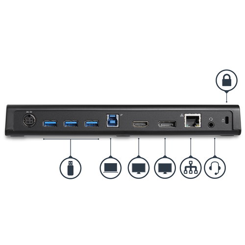 StarTech.com USB 3.0 Docking Station Dual Monitor with HDMI & 4K DisplayPort - USB 3.0 to 4x USB-A, Ethernet, HDMI and DP - USB Type A Universal Laptop Docking – image 4