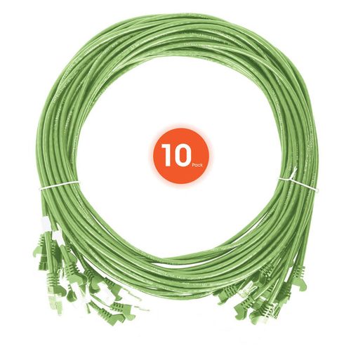 CAT6 U/UTP SLIM NETWORK PATCH CABLE, 14 FT., BRIGHT GREEN, 10-PACK