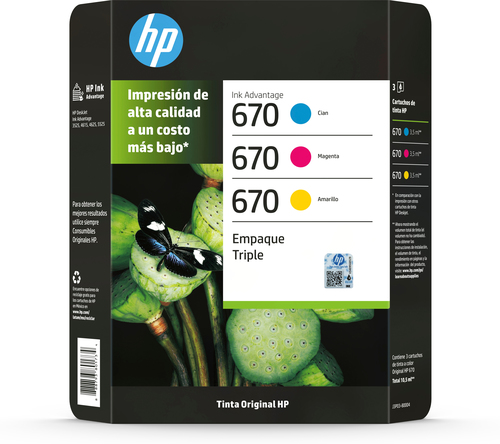 HP 670 3-pack Cyan/Magenta/Yellow Original Ink Advantage Cartridges – image 1