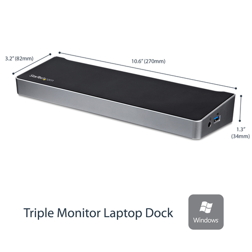 StarTech.com Triple Monitor USB 3.0 Laptop Docking Station - 4K HDMI, 2x DisplayPort - Universal USB Dock for Windows & Mac OS (10.14 & Above) (USB3DOCKH2DP) USB Dockingstation – billede 2