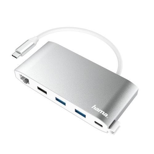 Hama 00200111 док-станция для ноутбука USB 3.2 Gen 1 (3.1 Gen 1) Type-C Серебристый, Белый