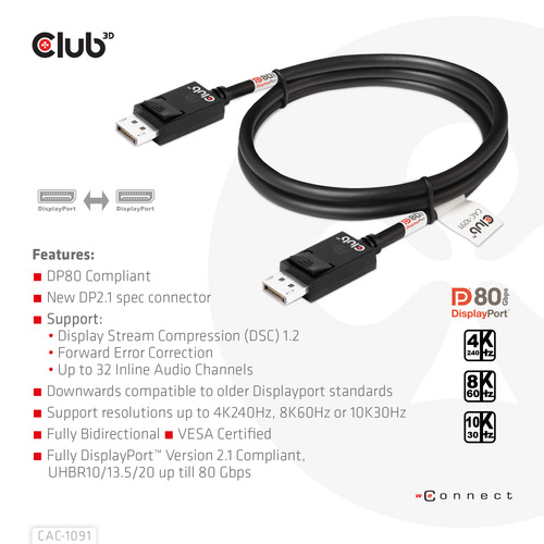 Club 3D - DisplayPort cable - DisplayPort to DisplayPort - 12 m – Foto 5 von 9