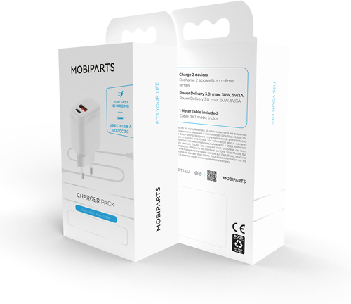 Mobiparts Wall Charger Dual USB-C/USB-A with USB-C to USB-C cable White – image 7