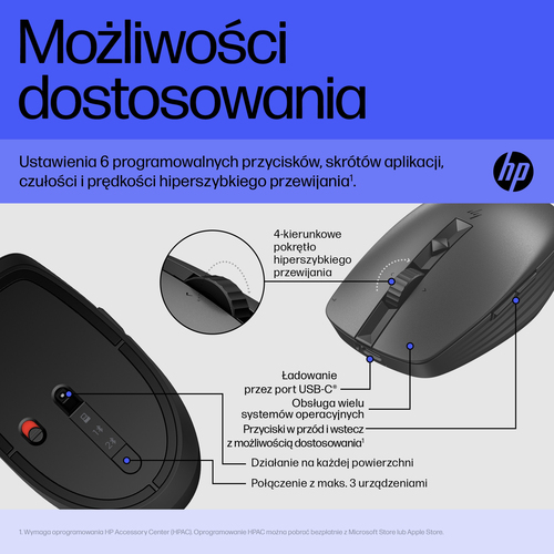 Mysz wielofunkcyjna HP 715 z możliwością ładowania 6E6F0AA