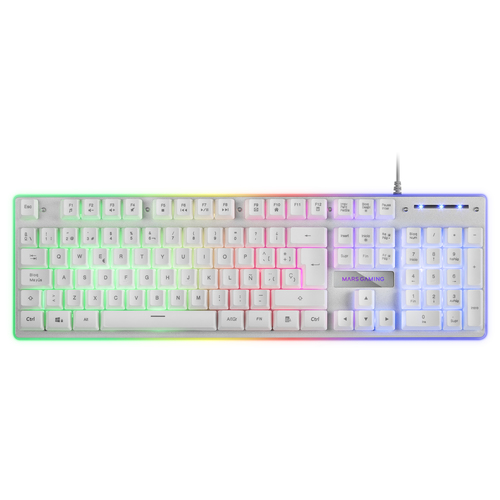 Mars Gaming MK220W White, Gaming Keyboard H-Mech, FRGB Rainbow and Halo, Antighosting, Spanish Language